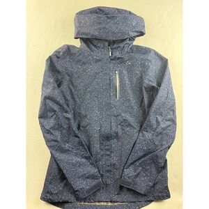 Paradox Women's Rain Jacket Navy‎ Blue Geometric Hooded Lightweight Coat